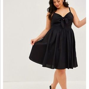 Torrid Black Poplin Tie Front Skater Dress